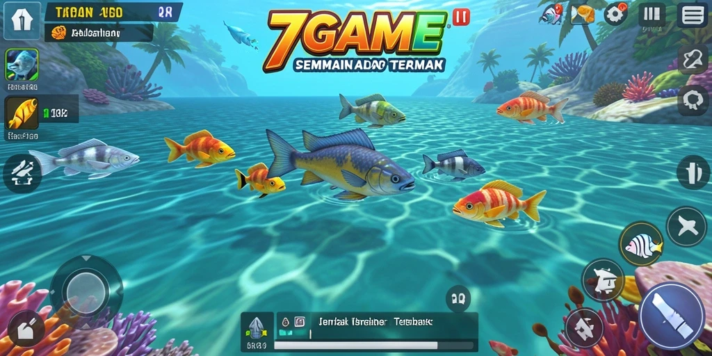Screenshot utama 7GAME menampilkan gameplay Tembak Ikan yang seru.