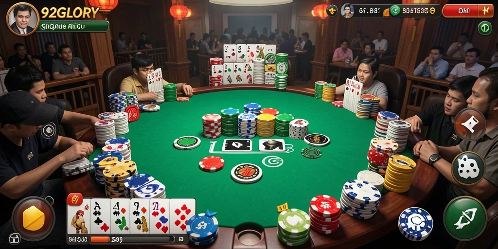 Tampilan gameplay menarik dari 92GLORY saat bermain QiuQiu.