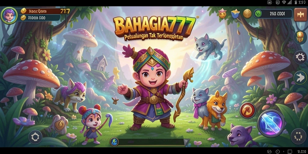 Tangkapan layar BAHAGIA777 menampilkan petualangan menakjubkan di alam fantasi.
