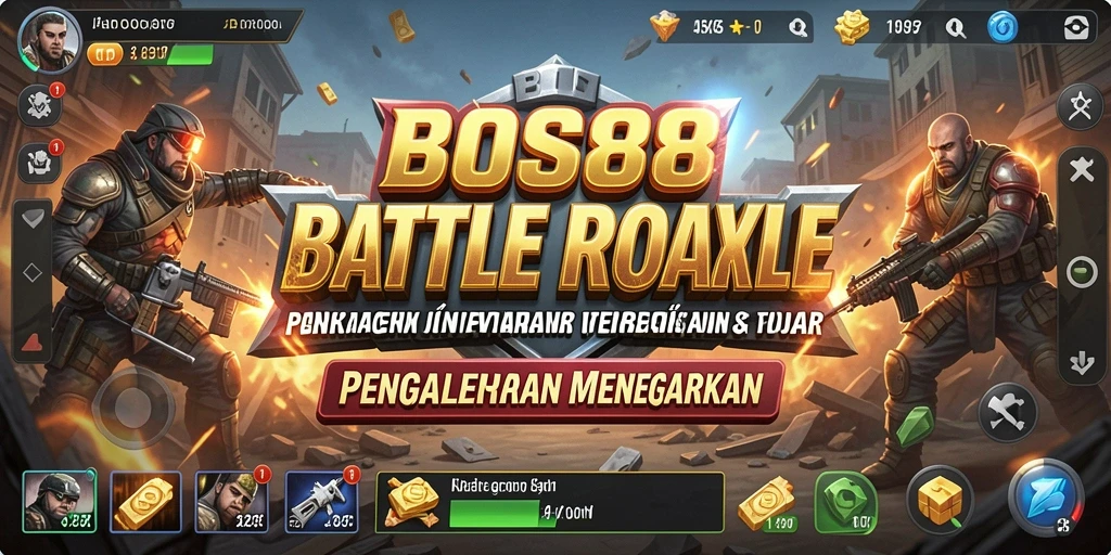 Tampilan seru dari gameplay intens Battle Royale di BOS88.