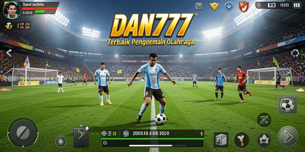 Tampilan gameplay olahraga sepak bola yang mendebarkan.