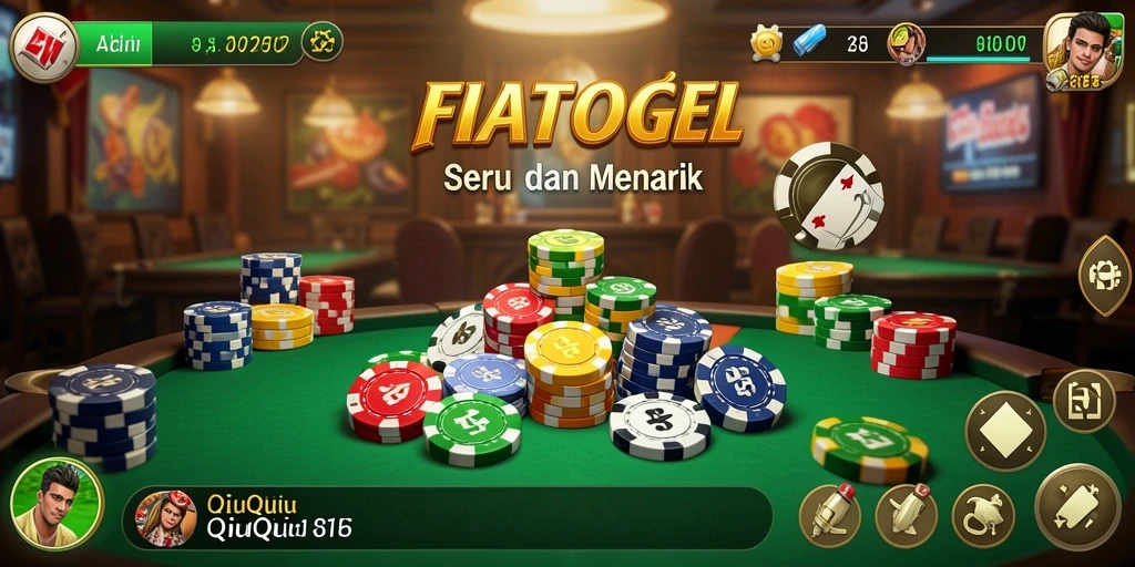 Tampilan gameplay seru dalam FIATOGEL dengan aksi QiuQiu.