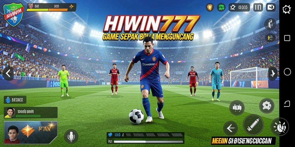 Tangkapan layar gameplay HIWIN777 yang menampilkan aksi sepak bola seru.