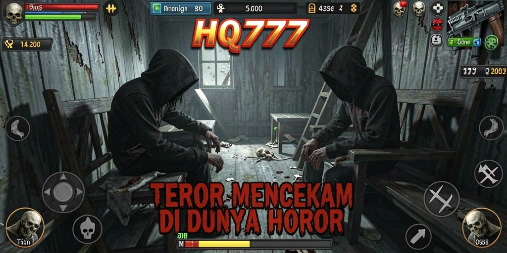 Screenshot menampilkan suasana mencekam dalam gameplay HQ777.
