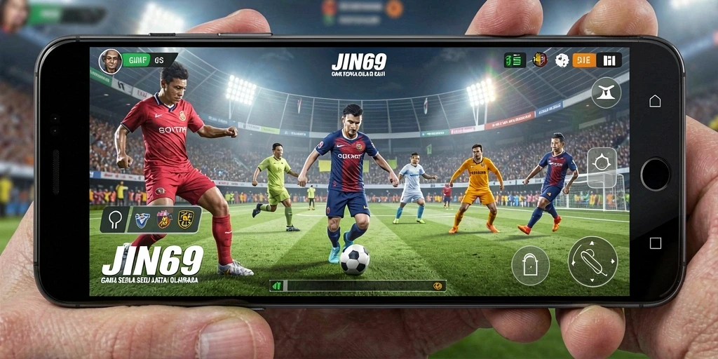 Tampilan gameplay aksi sepak bola yang mendebarkan di JIN69.