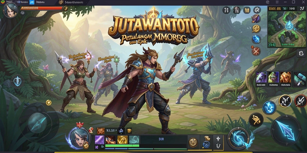 Gambar gameplay menampilkan pertarungan epik dalam JUTAWANTOTO.