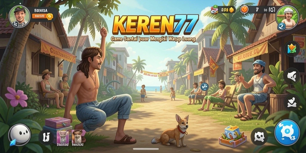Tampilan gameplay KEREN77 yang ceria dan menghibur.