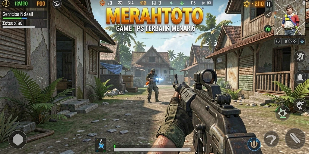Screenshot gameplay MERAHTOTO dengan aksi menegangkan di medan perang.