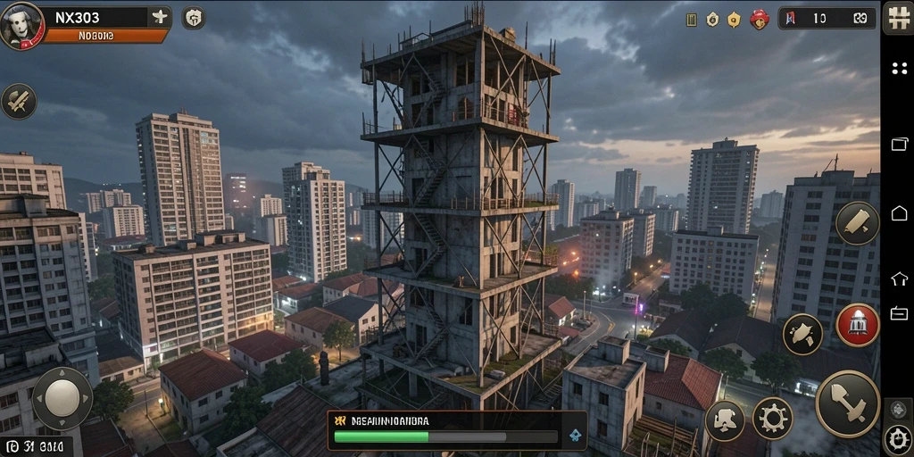 Tampilan gameplay seru dari NX303 dengan strategi menara yang efektif.