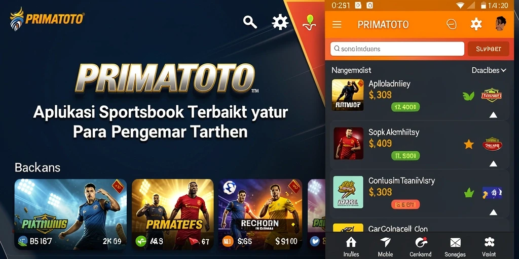 Screenshot gameplay PRIMATOTO yang menampilkan antarmuka sportsbook.