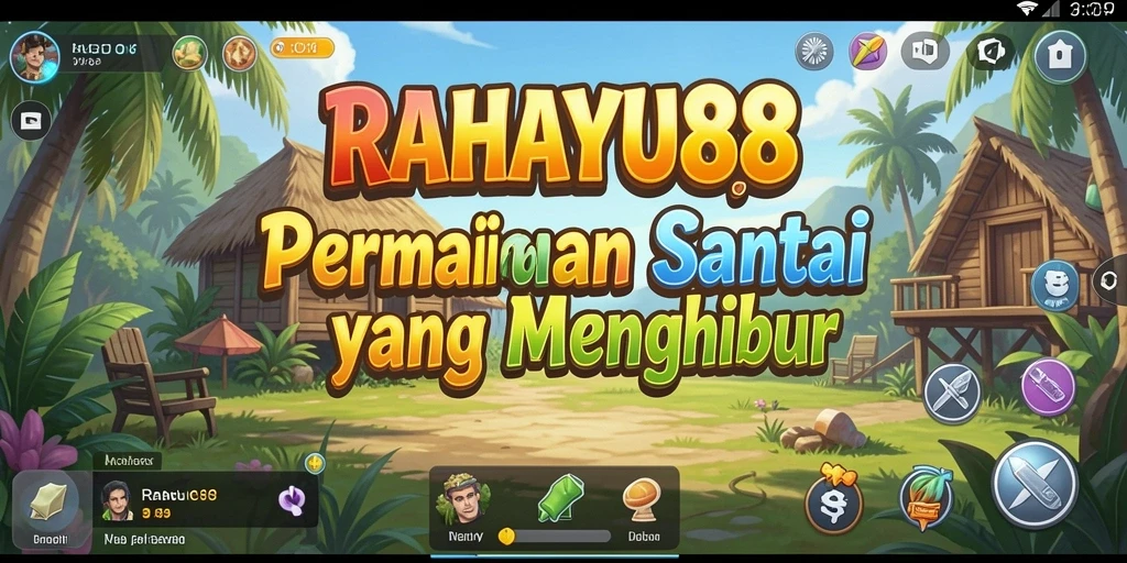 Tampilan gameplay RAHAYU88 yang ceria dan penuh warna.