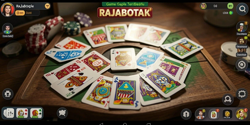 Screenshot utama RAJABOTAK menunjukkan gameplay seru Gaple dengan teman-teman.