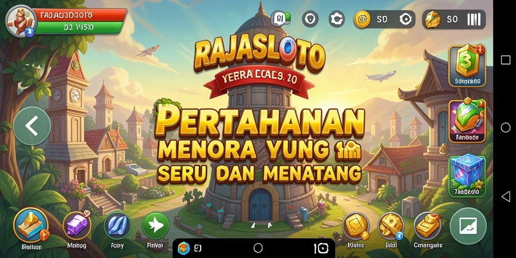 Tampilan gameplay menara dan strategi di RAJASLOTO.