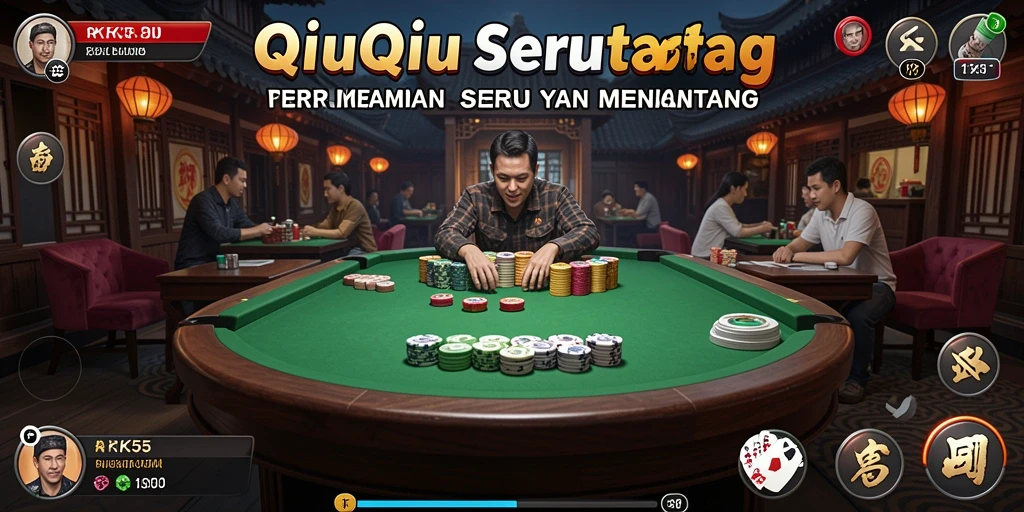 Screenshot RK55 menampilkan aksi intens dalam permainan QiuQiu.