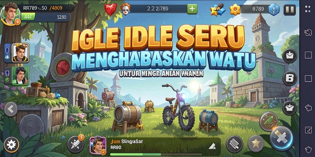 Tampilan gameplay utama RR789 yang menampilkan pengumpulan sumber daya.