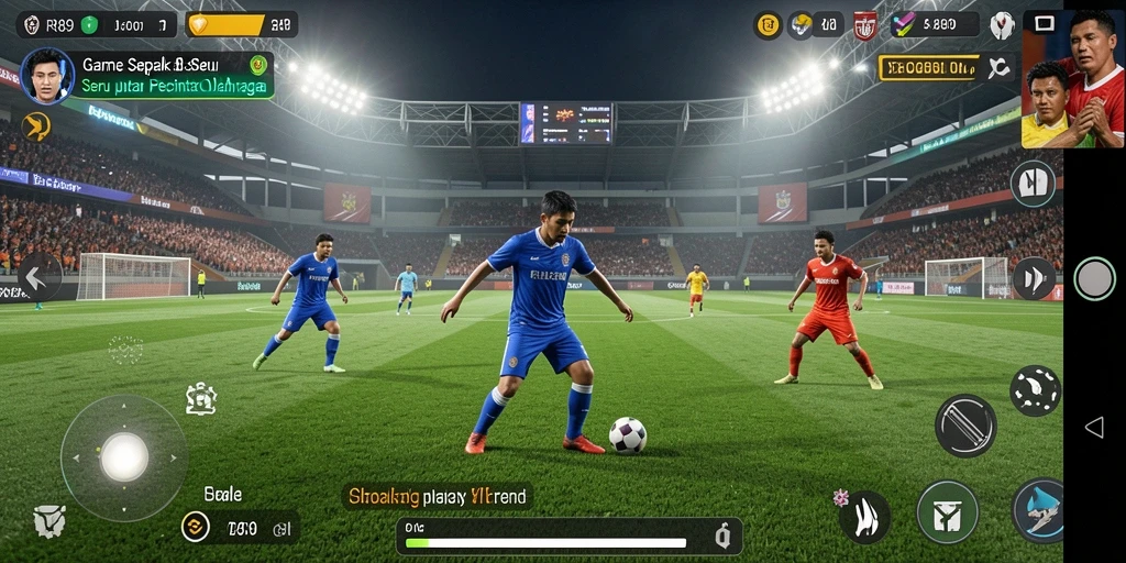 Tampilan gameplay menarik dari RR89 yang menunjukkan aksi pertandingan sepak bola.