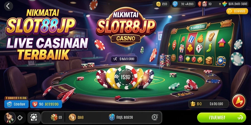Tampilan gameplay <strong>SLOT88JP</strong> yang menggembirakan dengan dealer langsung.