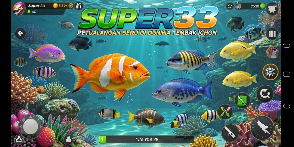 Tampilan gameplay SUPER33 yang seru dengan berbagai jenis ikan.