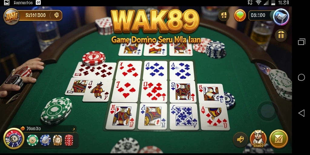 Screenshot utama WAK89 menampilkan gameplay domino yang seru dan interaktif.