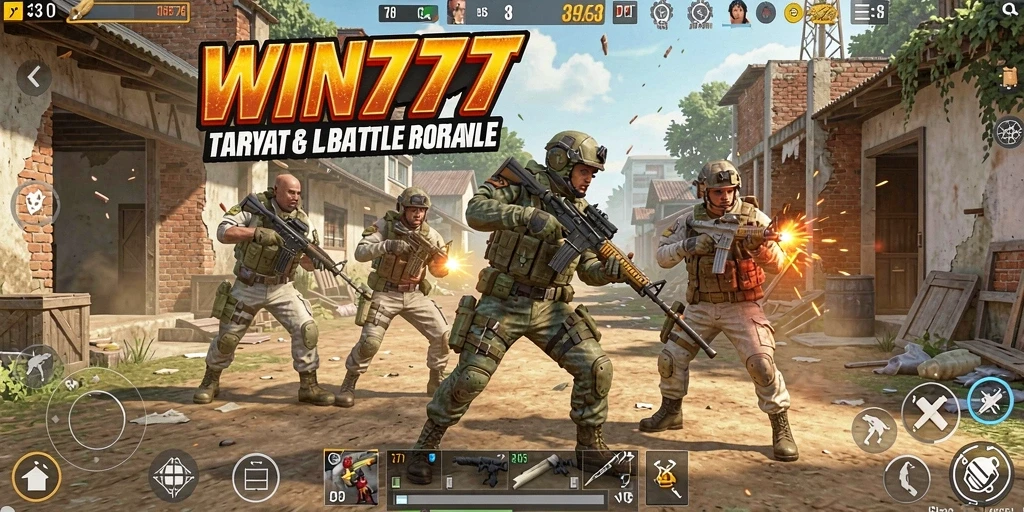 Gameplay seru dalam <strong>WIN777</strong> saat bertempur di arena Battle Royale.
